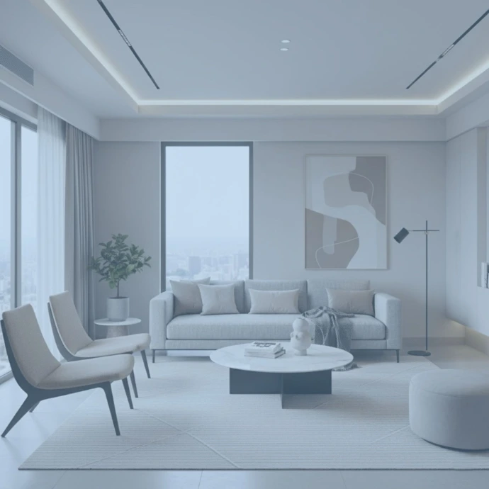 Contemporary interior design showcasing space planning, lighting integration, and premium finishes for a professional environment.