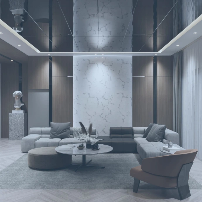 Luxury villa design project including interior and exterior elements, combining aesthetics, functionality, and high-end finishes.